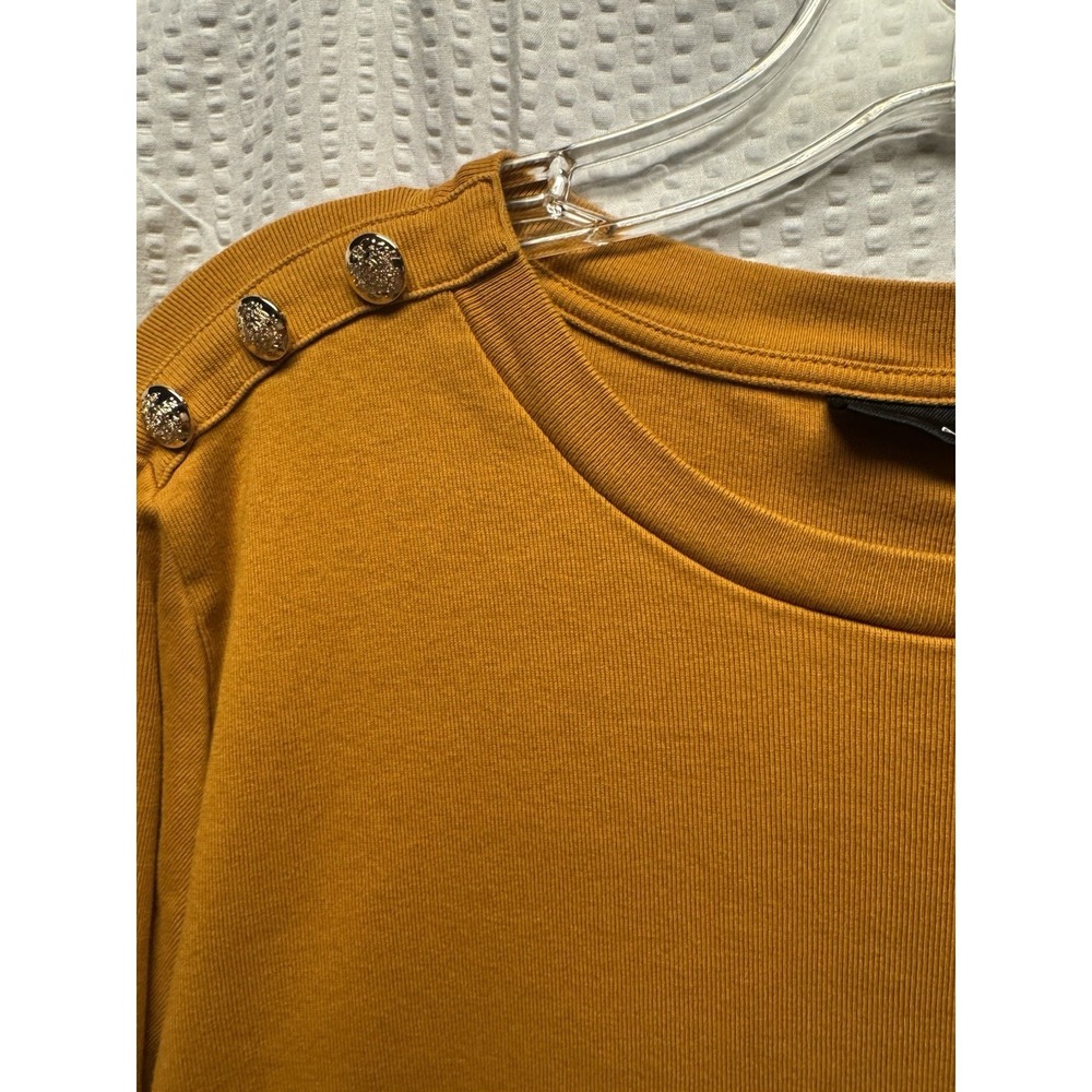 Rafaella Women's XL Mustard Long Sleeve Lightweight Sweater Button Embellished - Picture 5 of 11